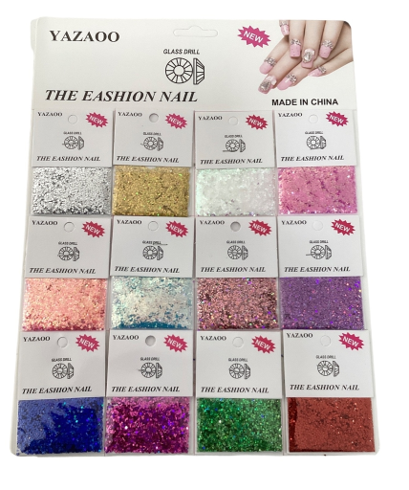 CARTELA DE GLITTER COLORIDO PARA UNHAS YA...