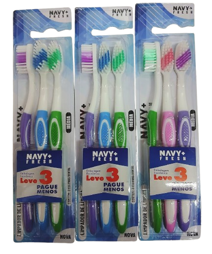 ESCOVA DE DENTE ADULTO MEDIA NAVY FRESH N...