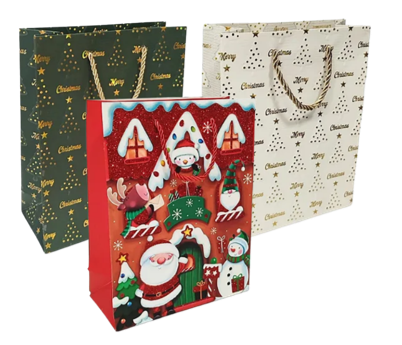 SACOLA PAPEL ESTAMPADA NATAL DIVERSAS 18X...