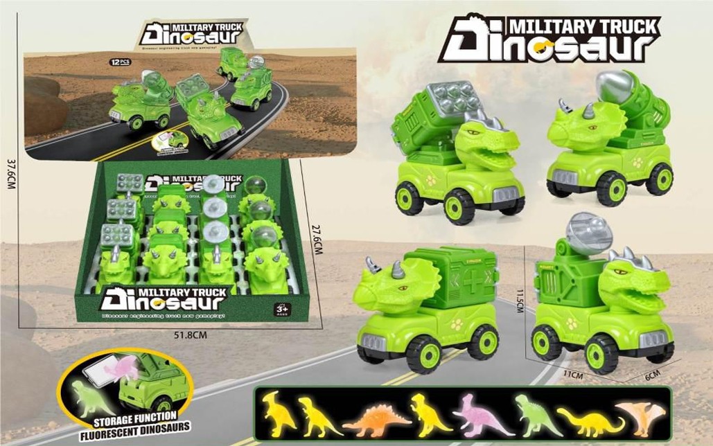 CARRO DINOSSAURO MILITARY TRUCK FRICCAO C...