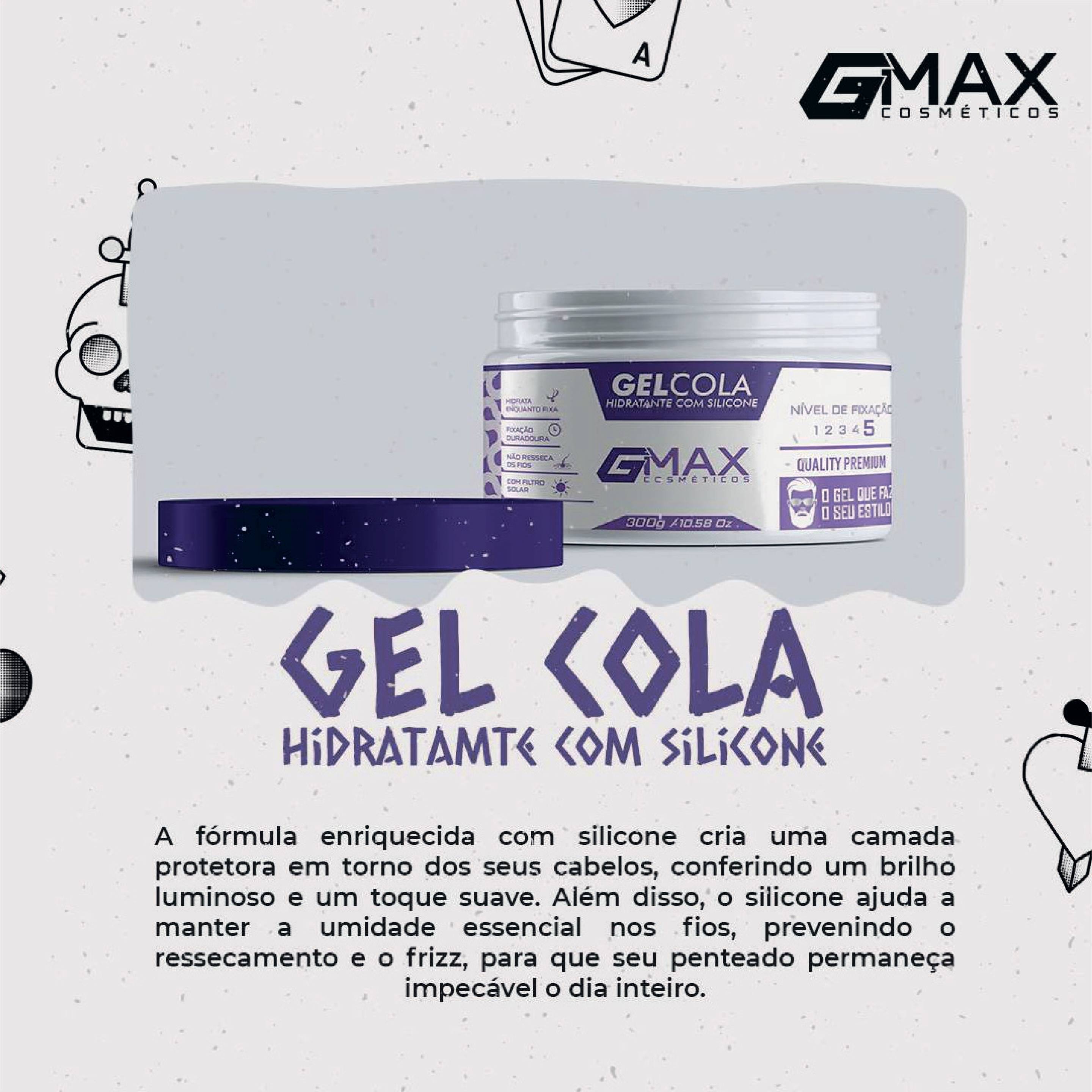 GEL COLA HIDRATANTE COM SILICONE GMAX 300G