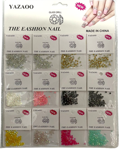 CARTELA DE STRASS COLORIDO PARA UNHAS YAZ...