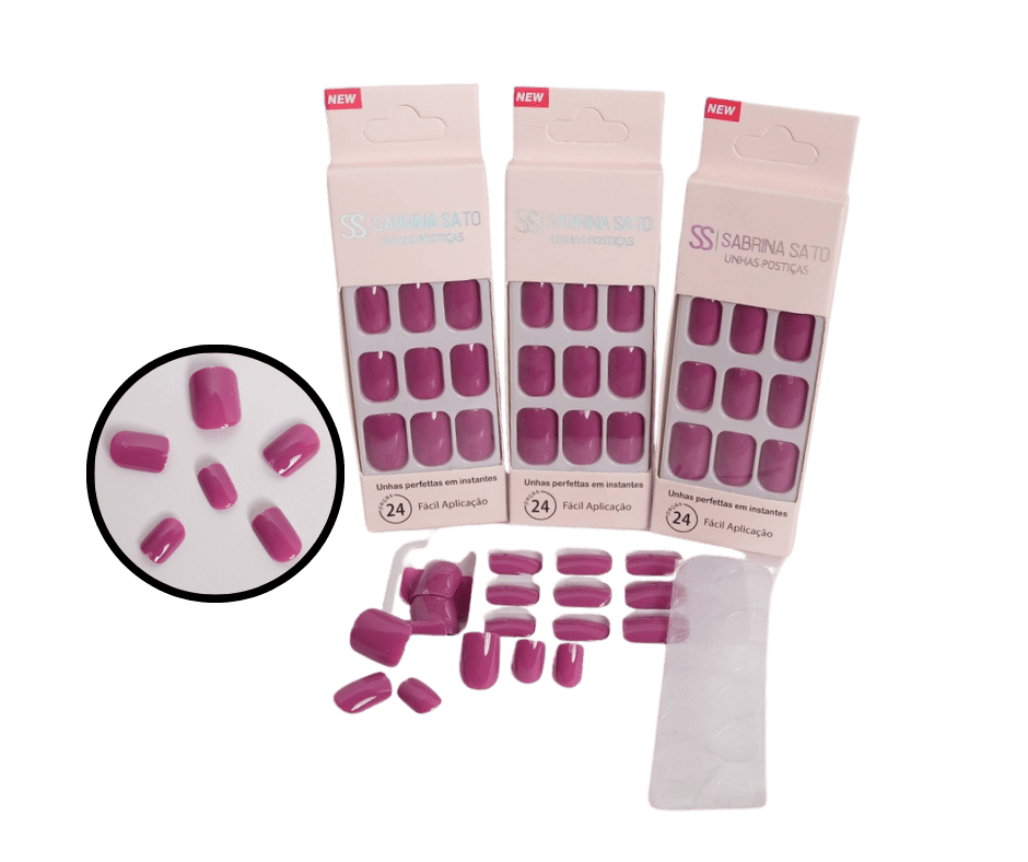 UNHAS POSTICAS QUADRADA CURTA PLASTICO AU...