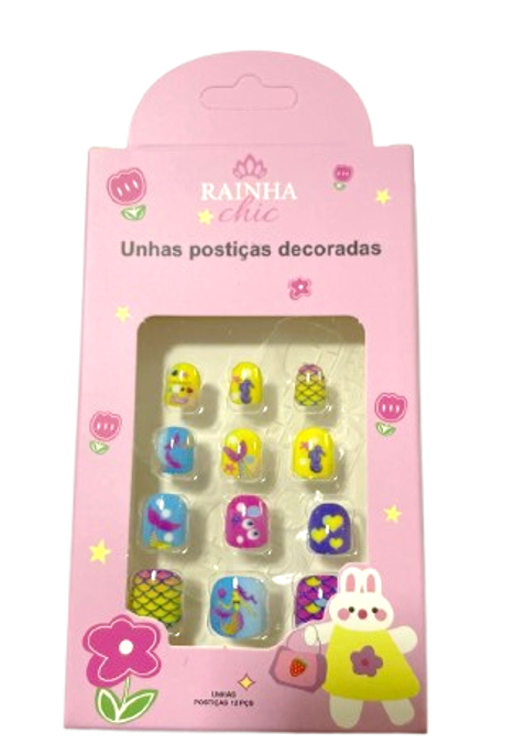 UNHAS POSTICAS INFANTIL DECORADAS 12 UND ...