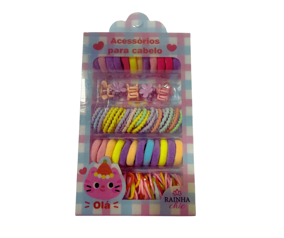 KIT ACESSORIOS PARA CABELO EM PVC RAINHA ...