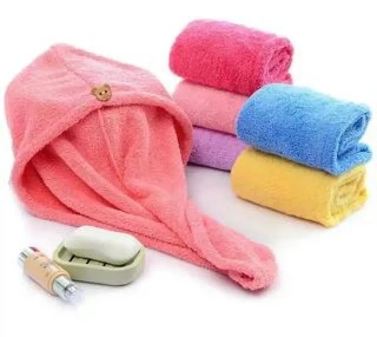 Toalha Microfibra P/Secar Cabelo C/Botão ...