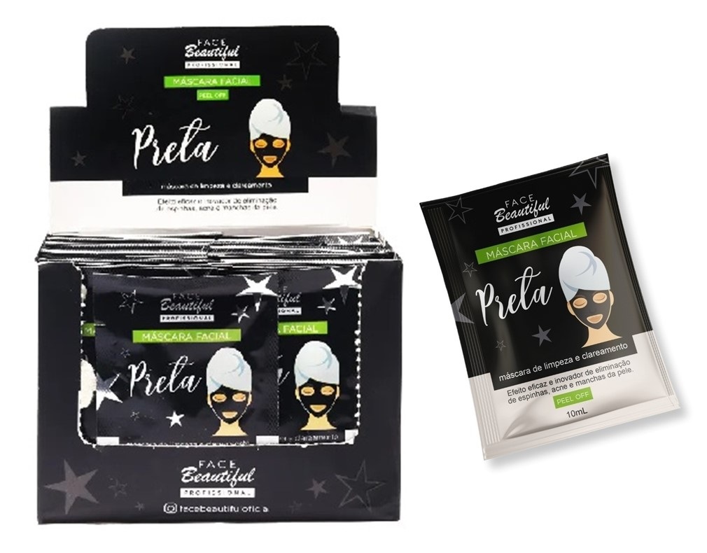 MASCARA PEEL OFF PRETA SACHE FACE BEAUTIF...