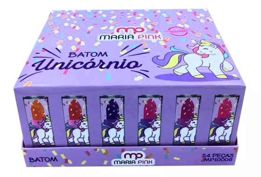 Batom Bastão Cremoso Infantil Unicórnio 2...